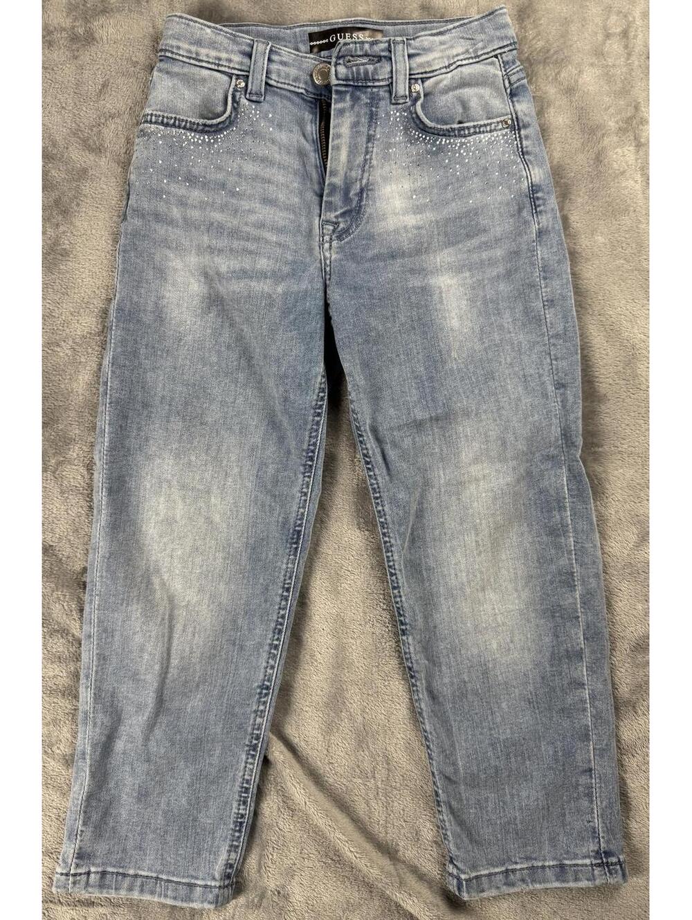 Guess Kid's Blue Jeans Light Wash Casual Denim Pants Size 7 w/ Adjustable Waist